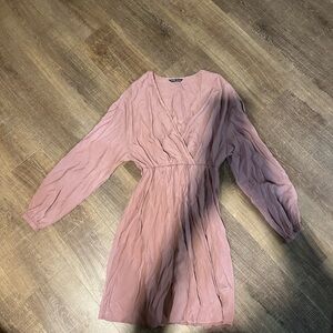 Elegant Pink Wrap Dress